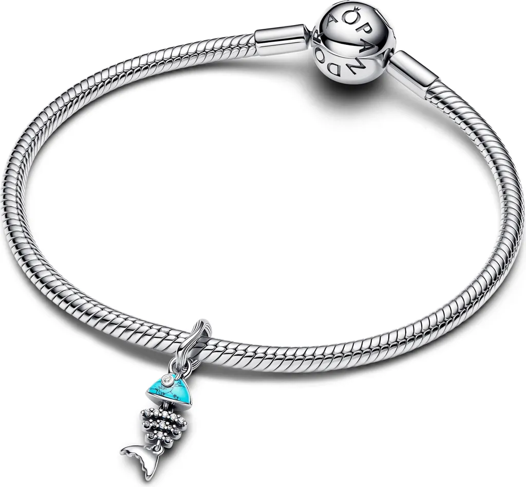 Charm Pandora Poisson Turquoise en Argent 925 avec Détails Articulés