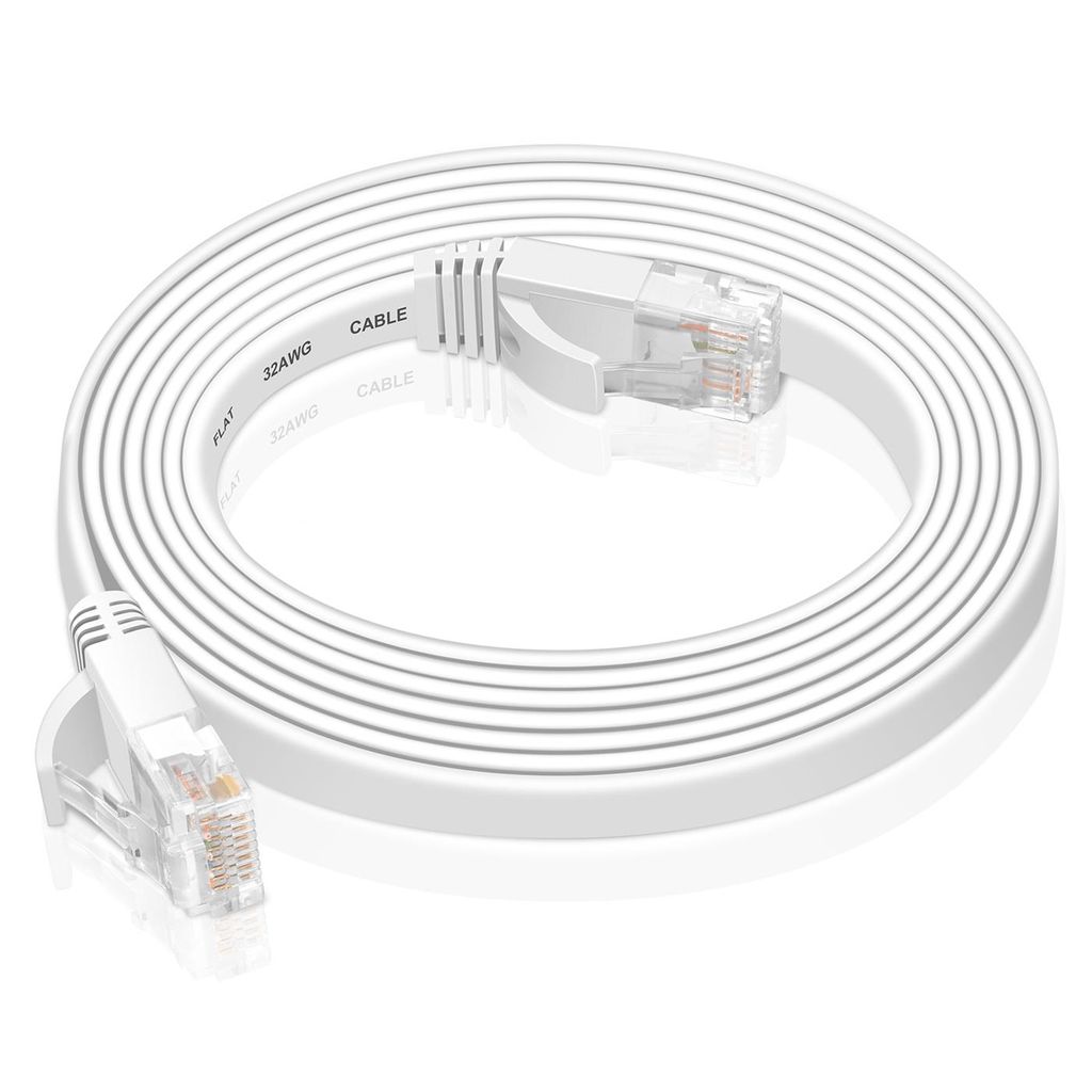 mumbi 3m CAT 6 Netzwerkkabel Flachkabel Patchkabel Kabel LAN DSL RJ45 weiss 