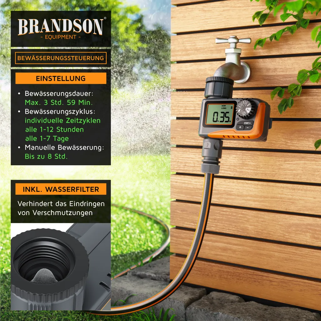 Brandson Ordinateur d'Arrosage Digital - Programmateur d'Eau Automatique