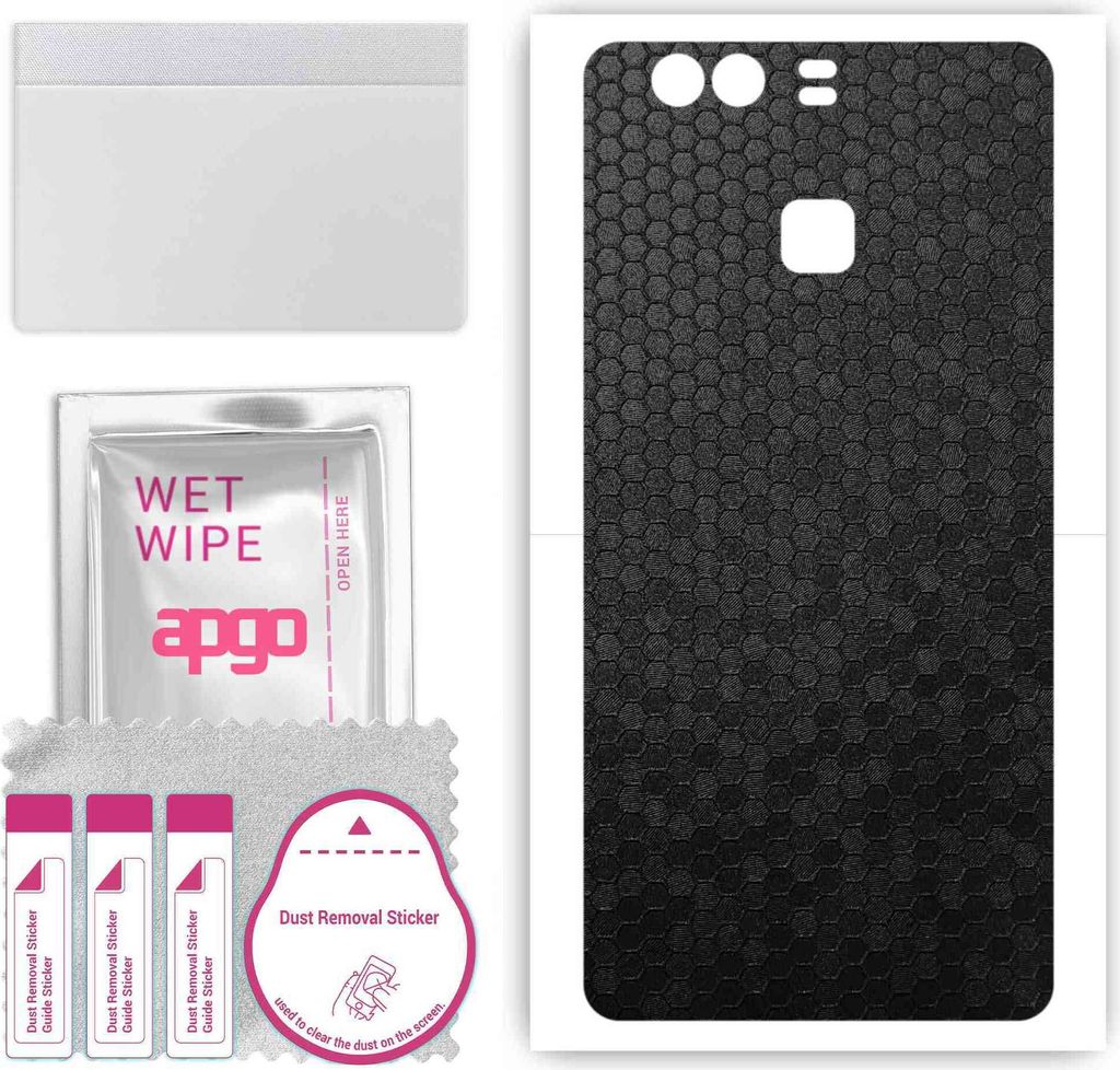 apgo Rückseite Schutzfolie, Skin, kompatibel mit Huawei P9 Plus, Hinten Displayschutzfolie aus Vinylfolie, kratzfest, einfache Montage - Schwarze ...