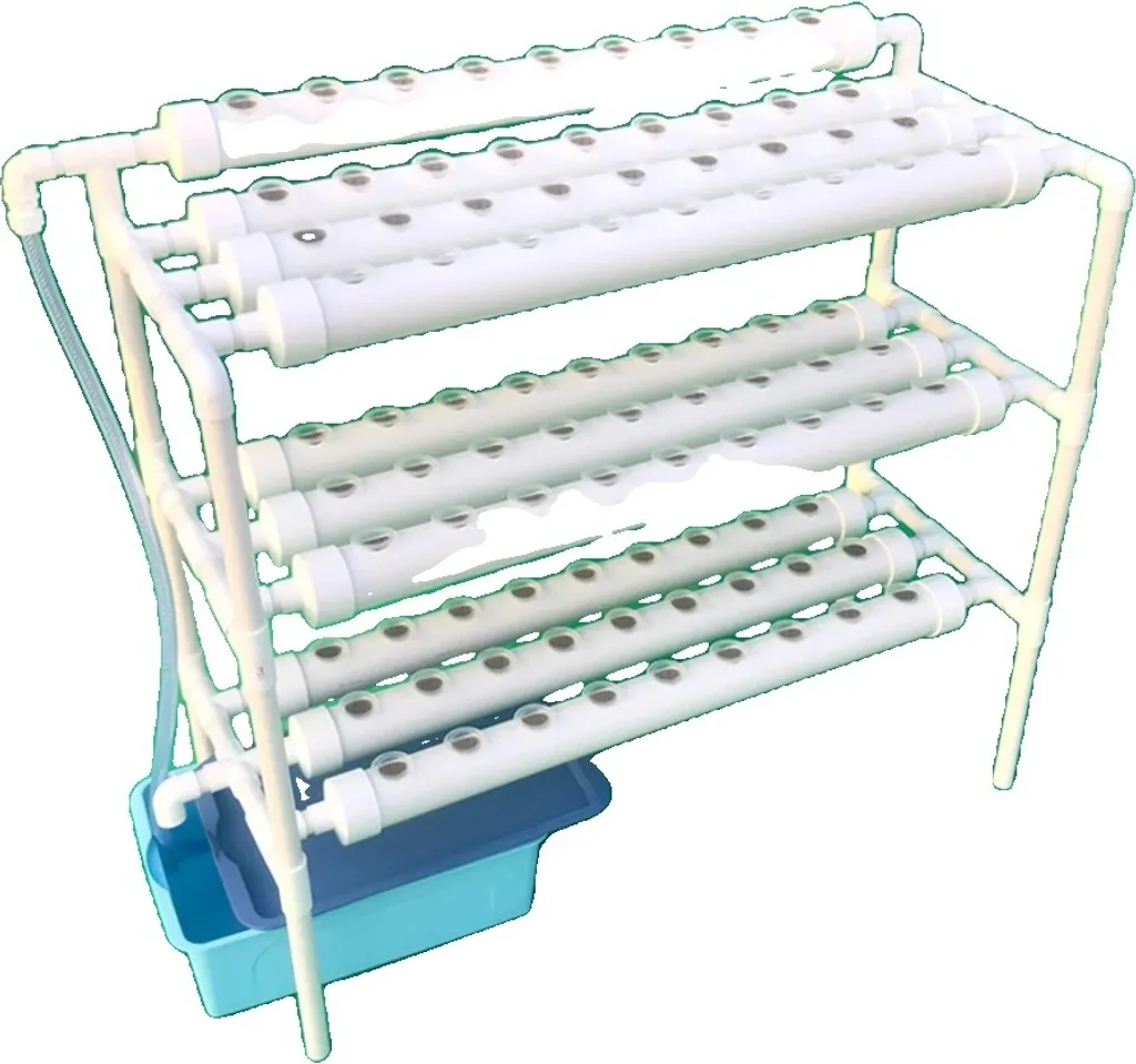 Kit hydroponique 90 emplacements 3 couches en PVC blanc gain de place