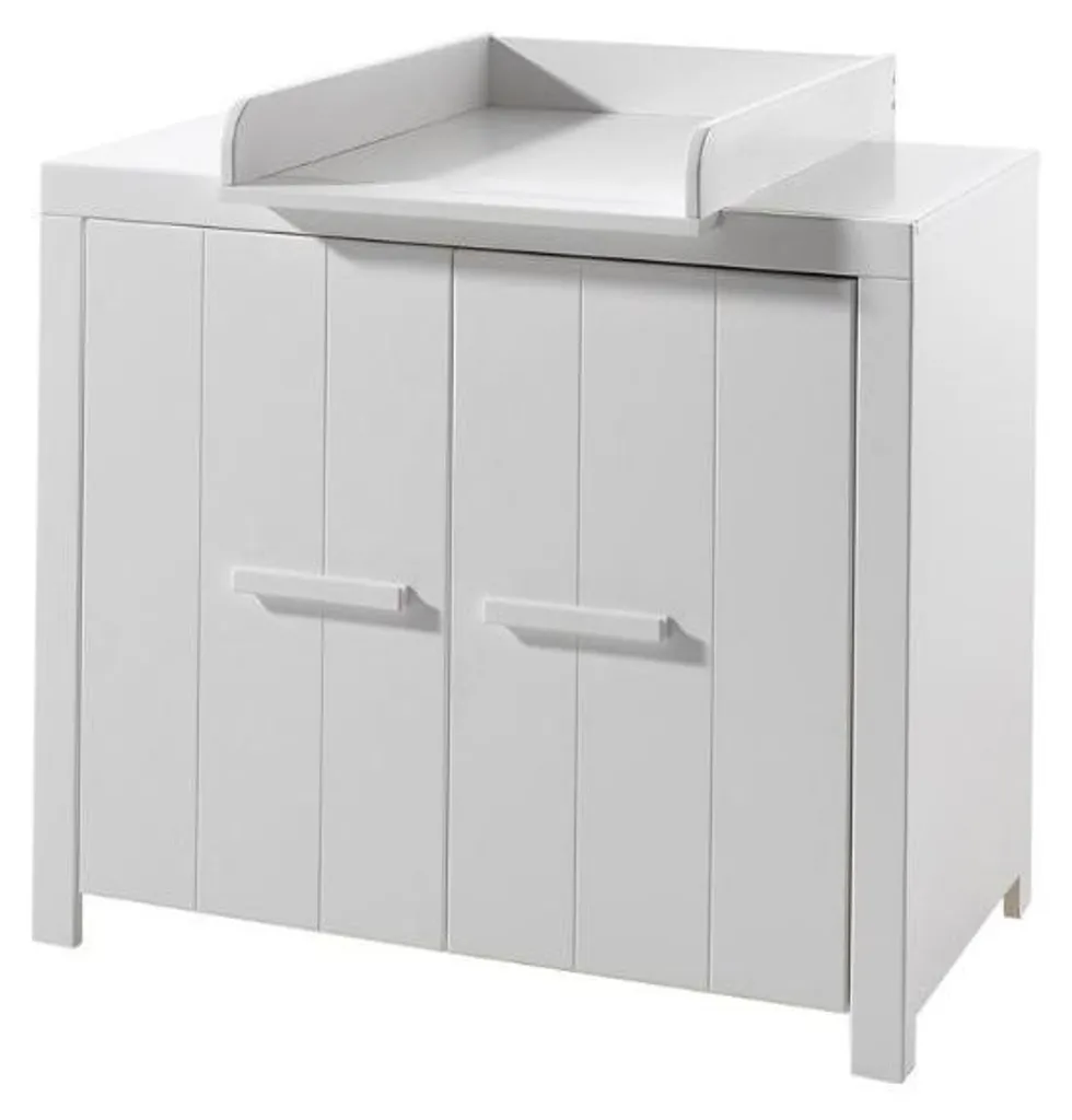 Commode Erik à 2 portes avec étagère à couches blanche pour bébé