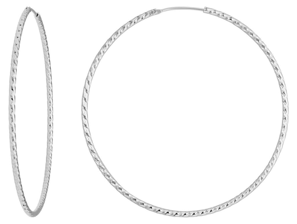 Paar Ohrringe Creolen rund diamantiert groß Ohrschmuck aus 925 Silber 60x1,8mm