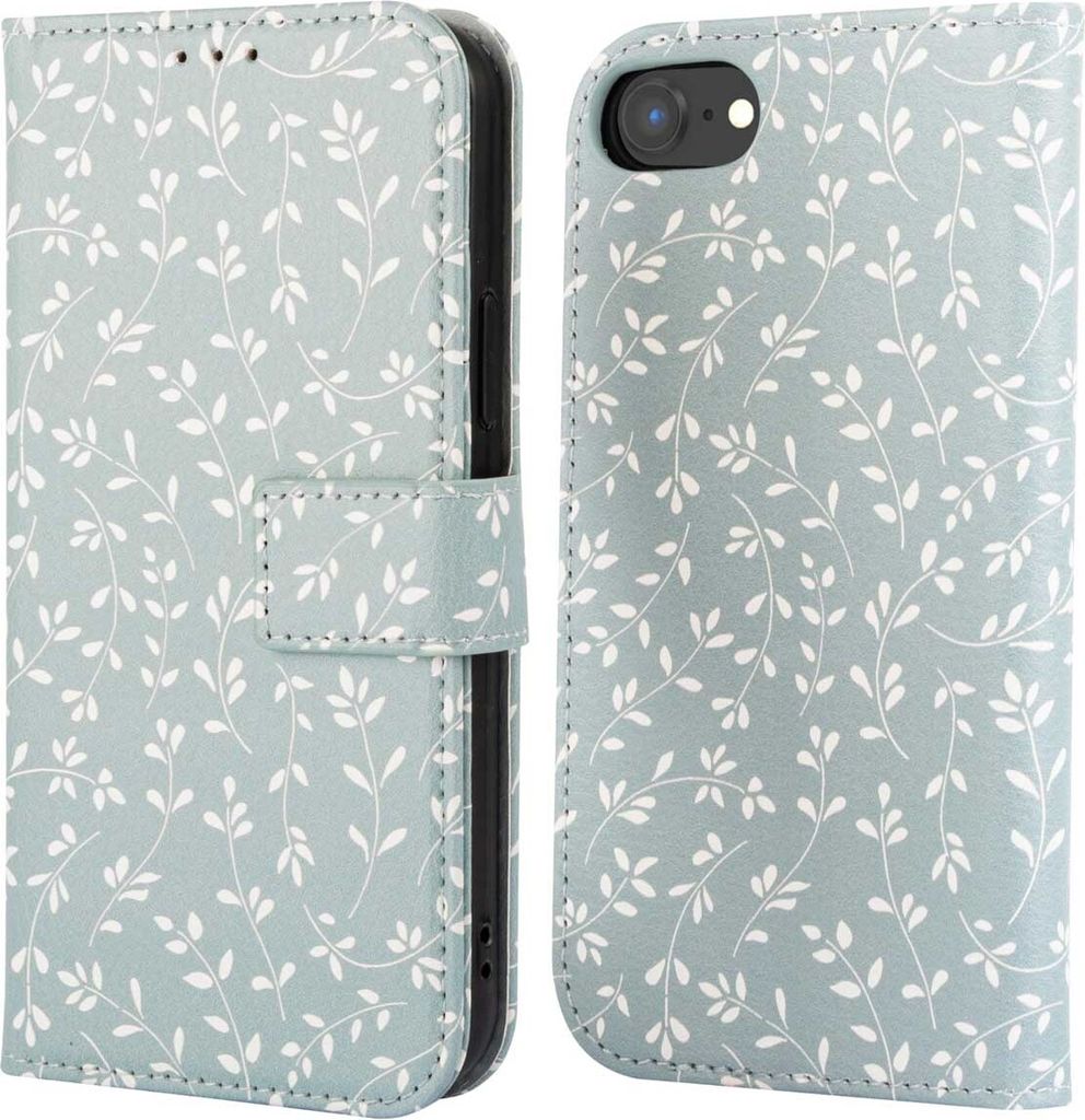 imoshion Design Klapphülle iPhone SE (2022 / 2020) / 8 / 7 / 6(s) - Smoke Green Flowers