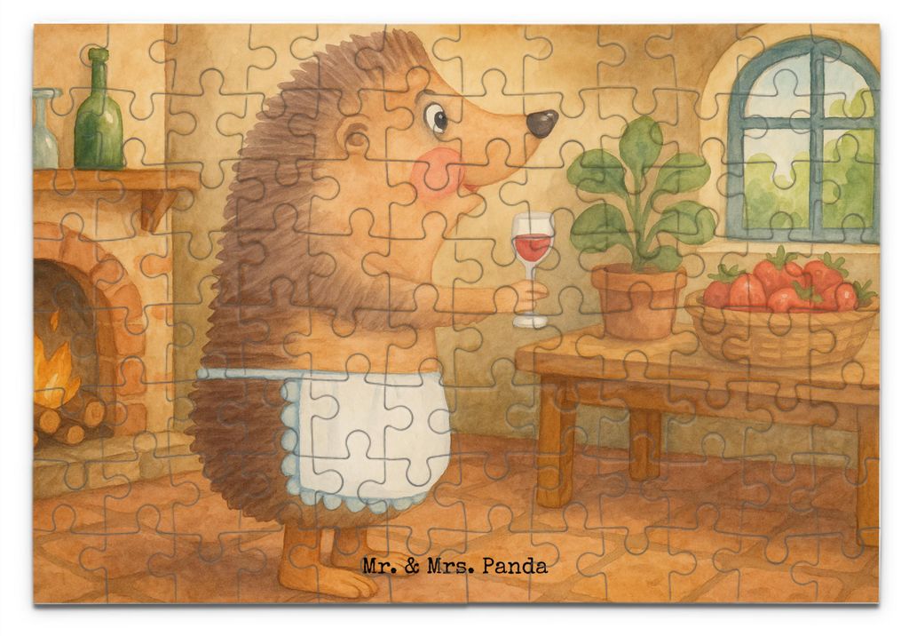Mr. & Mrs. Panda Puzzle Igel Wein Design 96 Teile - Weiß - Geschenk, Weinglas, Deko, Puzzlespiel, 500, 1000, Rotwein, Spruch, Weißwein, 2000, Lus...