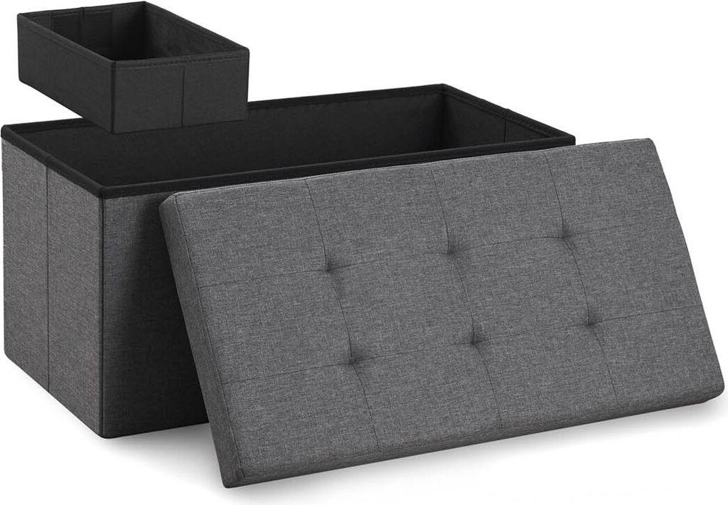 Blumtal Sitzbank mit Stauraum + extra Box - Truhenbank mit Stauraum 76x38x38 cm - Sitztruhe mit Stauraum Anthrazit