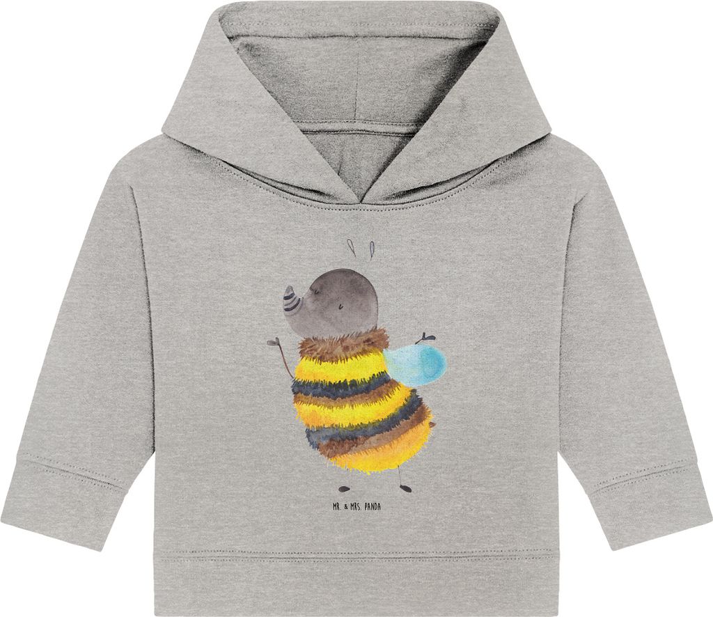 Mr. & Mrs. Panda Organic Baby Hoodie Hummel flauschig 24. - 36. Monat - Heather Grey - Geschenk, Lustige Sprüche, Natur, Blume, Kapuzensweatshirt,...
