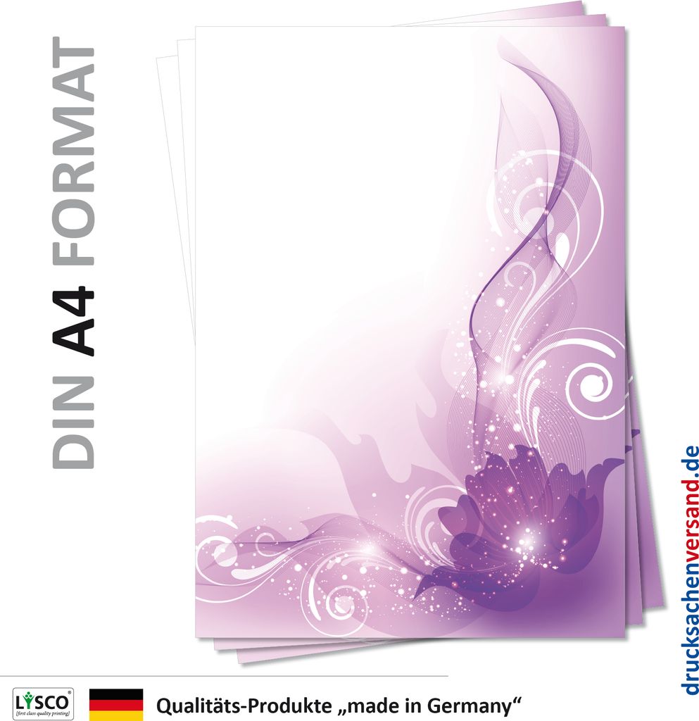Motiv Briefpapier (MPA-5143, DIN A4, 25 Blatt) violett Blumen Ornamente Muster farbiges Motivpapier