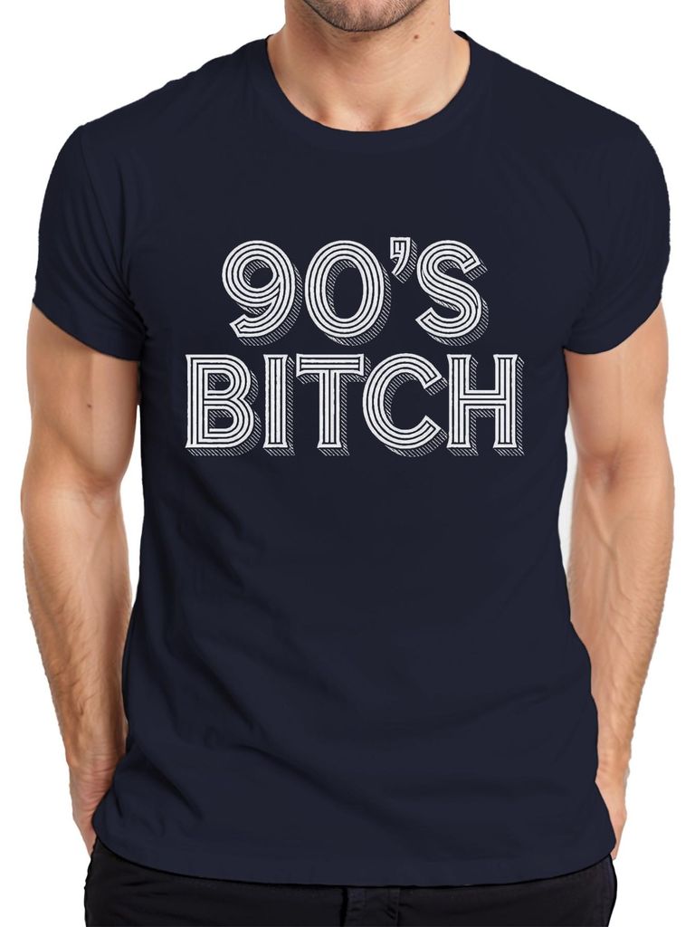90's Bitch 90er Retro Nostalgie Geschenk 90s Vintage Geburtstag Herren T-Shirt, Navy, XXL