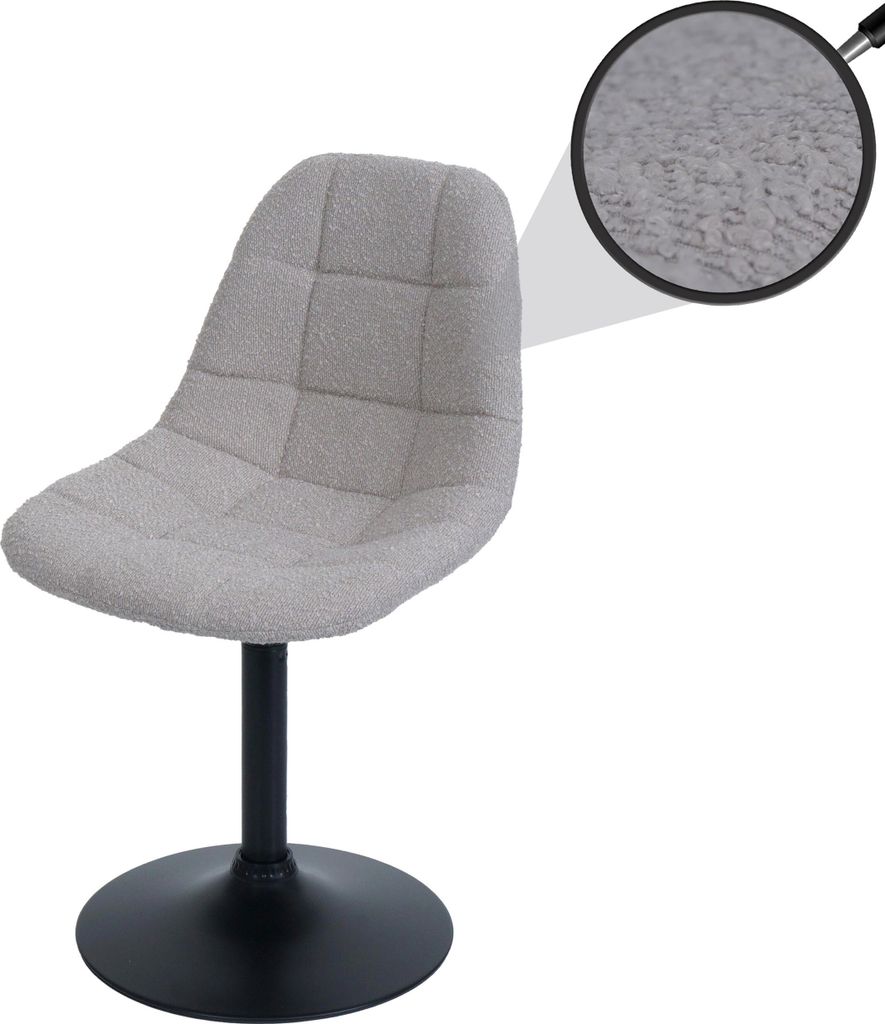 Esszimmerstuhl HWC-A60, Küchenstuhl Stuhl Drehstuhl, Stahl Stoff/Textil Bouclé (450g/m²) taupe