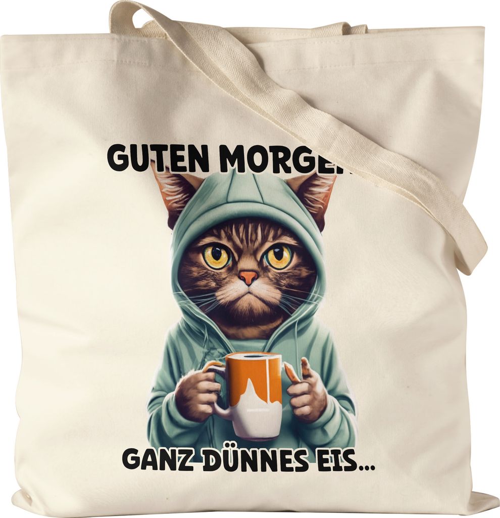 Guten morgen? Ganz dünnes Eis Jutebeutel Langschläfer Morgenmuffel Witzig Kaffee