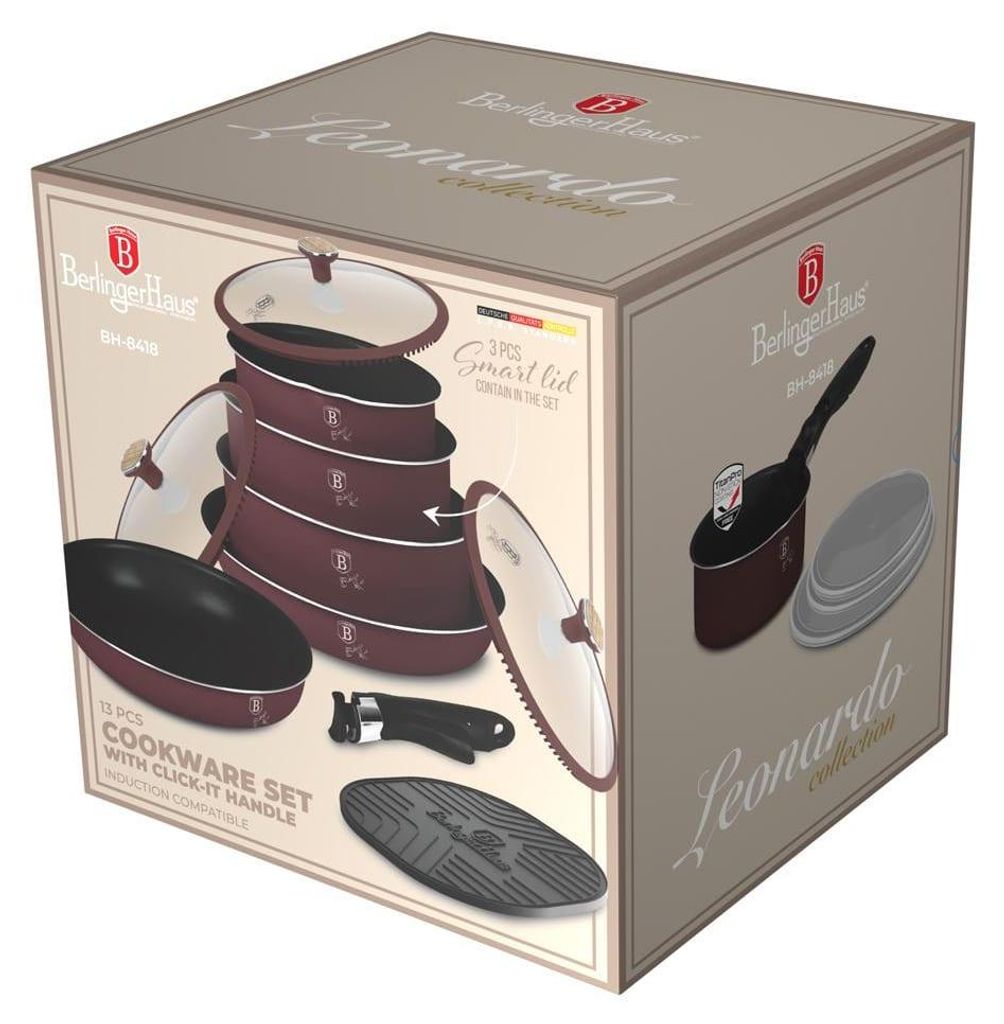 A product box for a cookware set, showing the contents and branding.