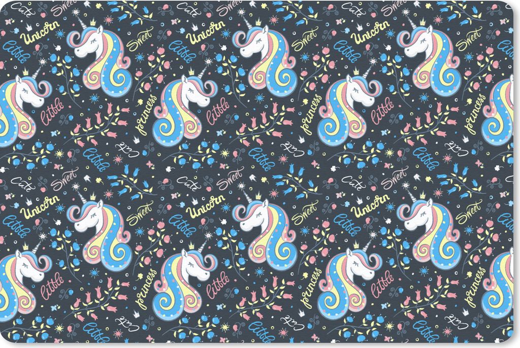 MuchoWow Schreibtischunterlage Einhorn - Zitat - Regenbogen - Muster 60x40 cm - XXL Mauspad - Großes Mauspad
