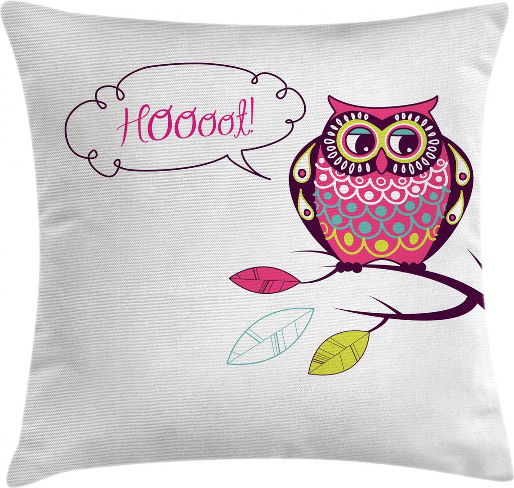 ABAKUHAUS Eule Kissenbezug, Kunstvolles Tier auf Zweig, Waschbar mit Reißverschluss Kissenhülle mit Farbfesten Klaren Farben Beidseitiger Druck, ...