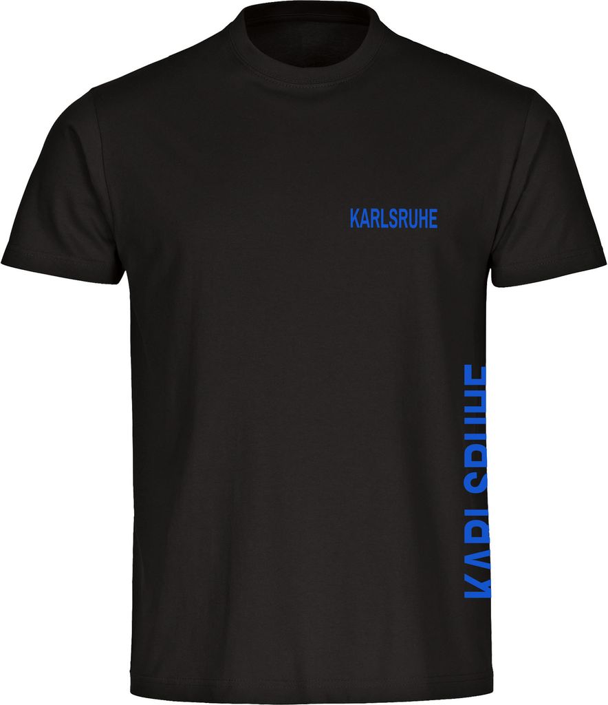 multifanshop Herren T-Shirt - Karlsruhe - Brust & Seite, schwarz, Größe XL