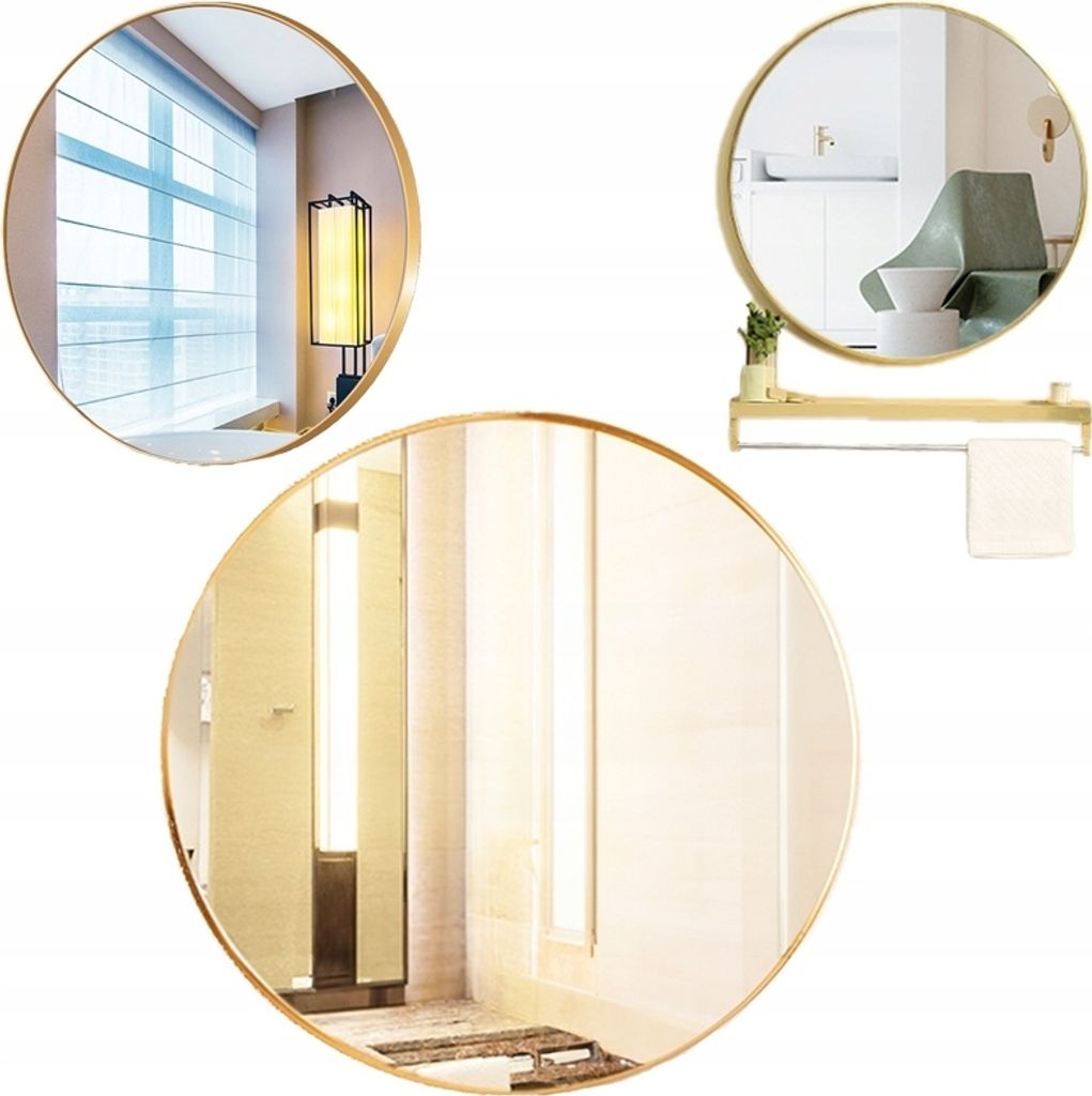 Okrúhle kúpeľňové zrkadlo so zlatým rámom s priemerom 80 cm Obrázok produktu 1