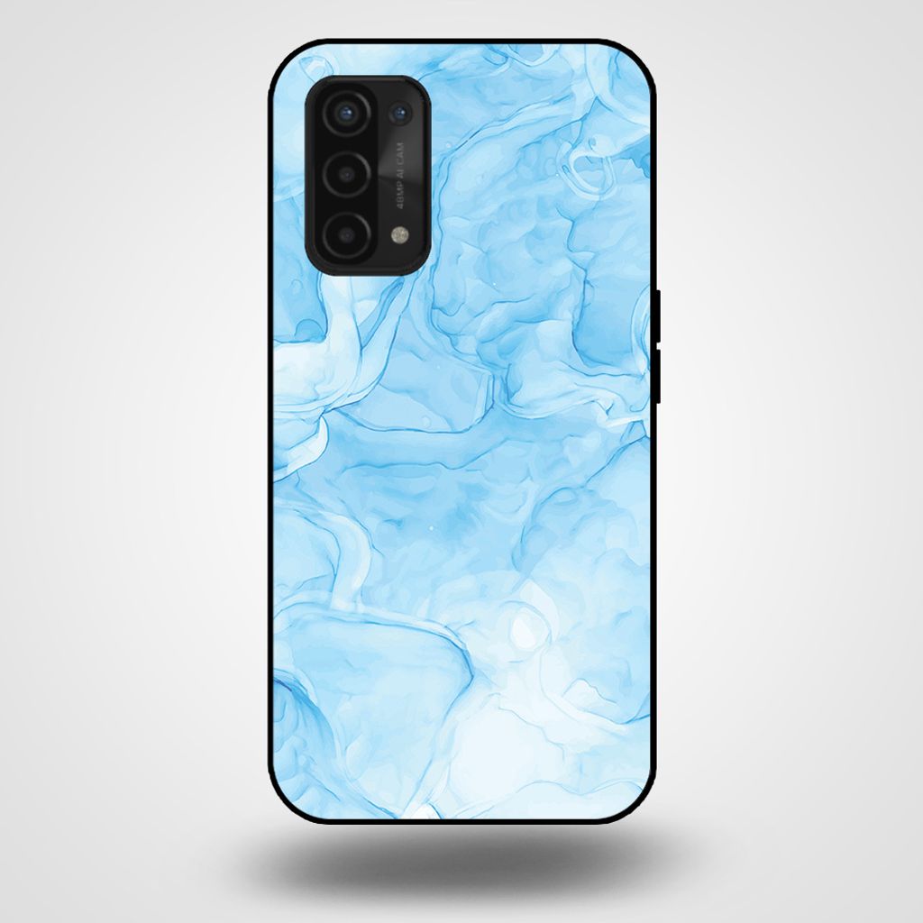 Smartphonica Handyhülle für OPPO A54 5G / A74 5G / A93 5G mit Marmordruck - TPU-Hülle mit Marmor-Design - Hellblau