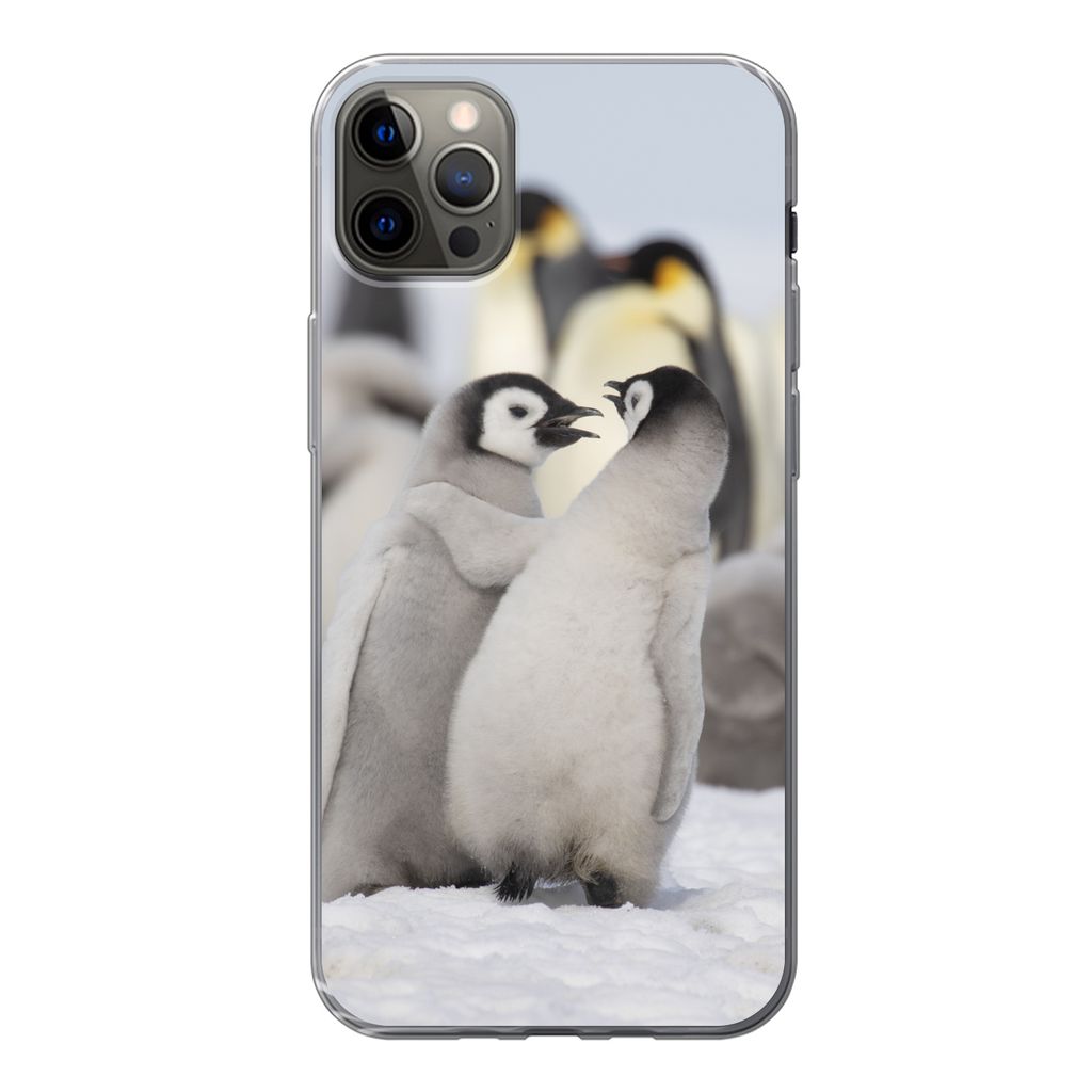 MuchoWow Handyhülle Schutzhülle Hülle für iPhone 13 Pro Max Pinguine - Schnee - Tiere Silikon Softcase Handy Hülle - Mobiltelefon
