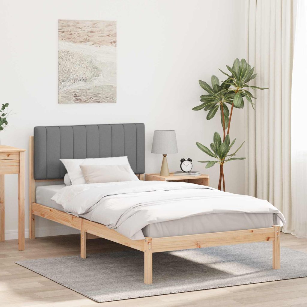 Maison Exclusive - Bettgestell mit gepolstertem Kopfteil Hellgrau 100 x 200 cm