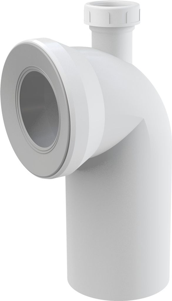 A white plumbing connector piece against a white background.