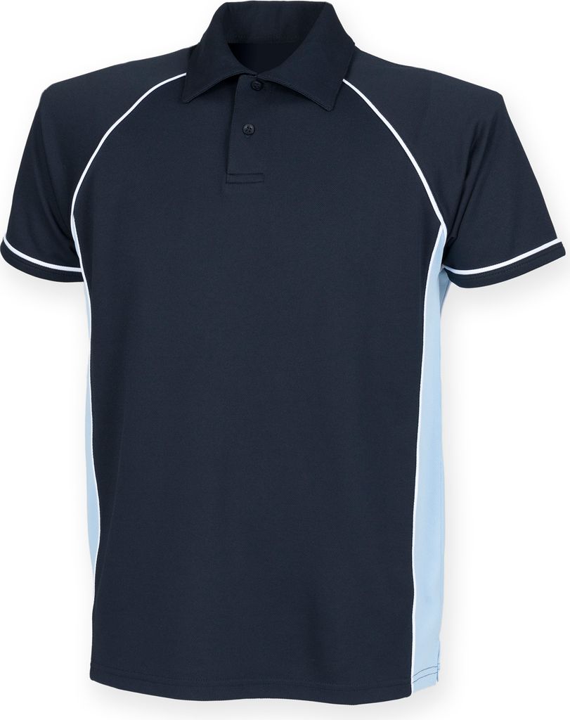 Finden & Hales Herren Sport Polo-Shirt, Kurzarm RW427 (M) (Marineblau/Himmelblau/Weiß)