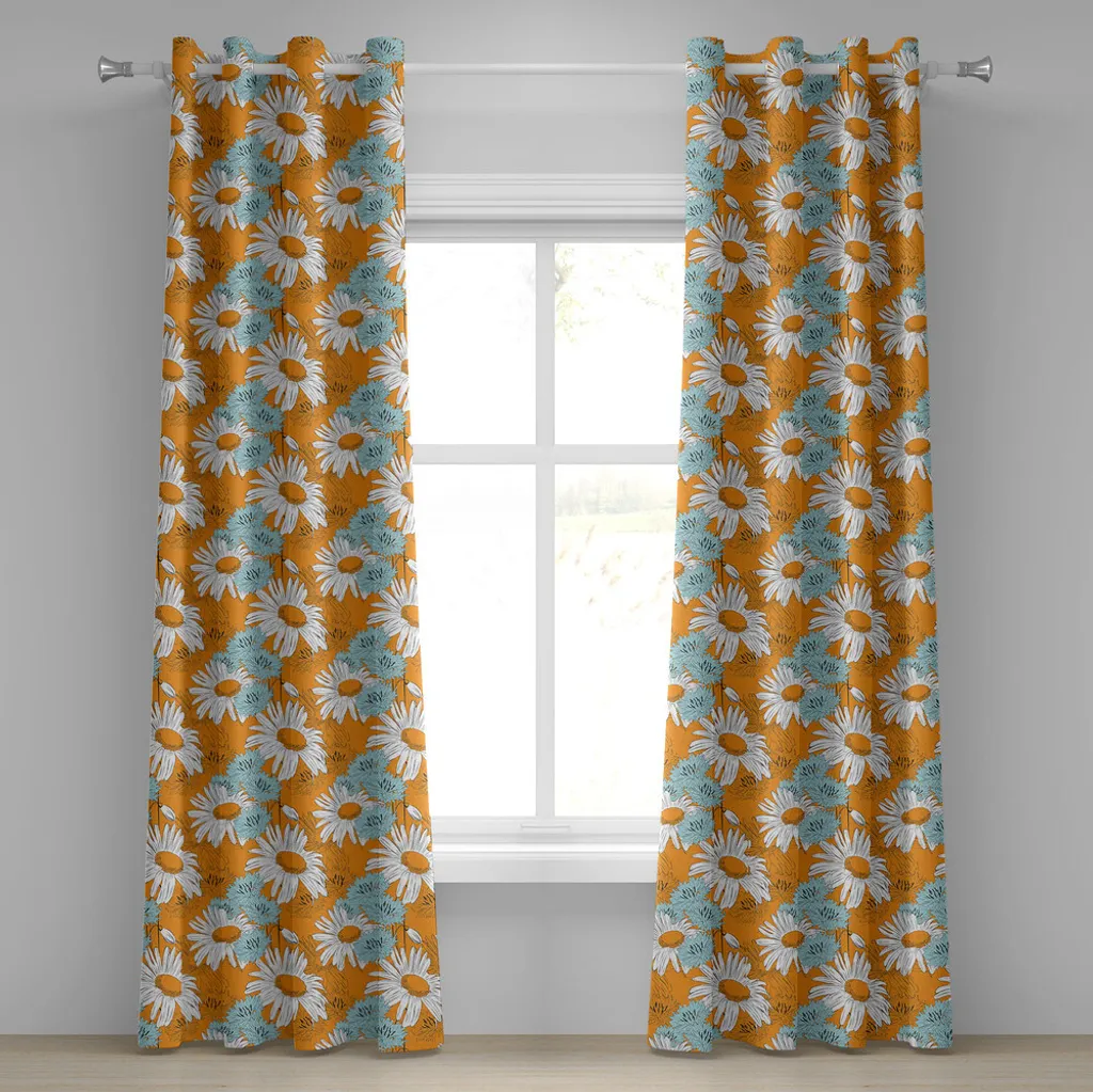 Tenda Da Doccia Floreale Arancione Con Motivi Di Fiori E Piante - 178x188 Cm, In Poliestere Con Ganci Inclusi, Decorazione Bagno Romantica