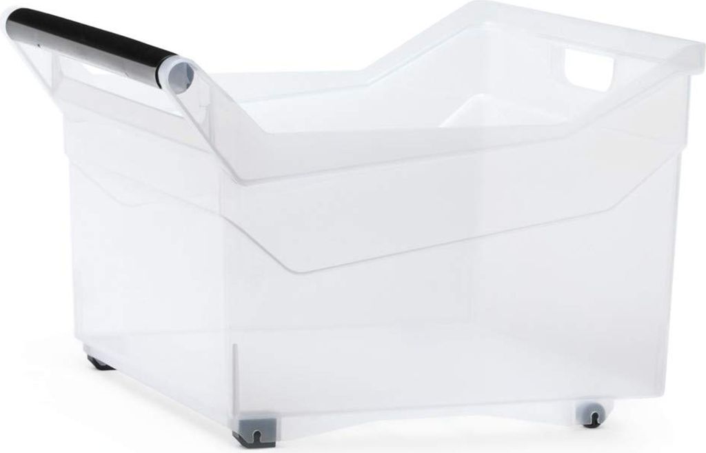 Boîte de rangement en plastique avec poignées et roulettes Image du produit 
