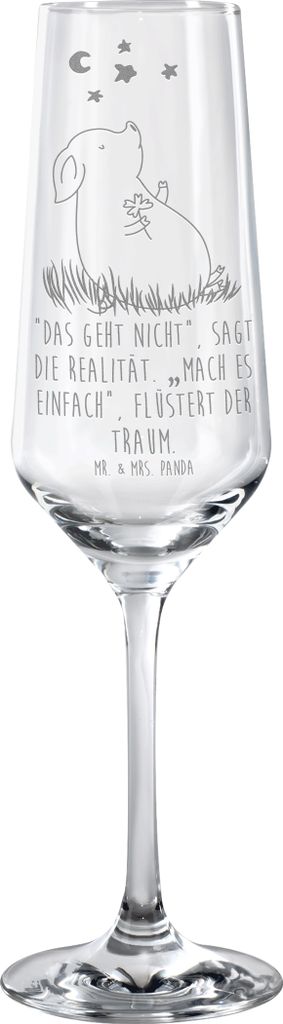 Mr. & Mrs. Panda Glas Schwein Glück - Transparent - Geschenk, Sektglas graviert, Glücksbringer, Sterne, Motivation, Ziele, Träume, Trinkglas, Ch...
