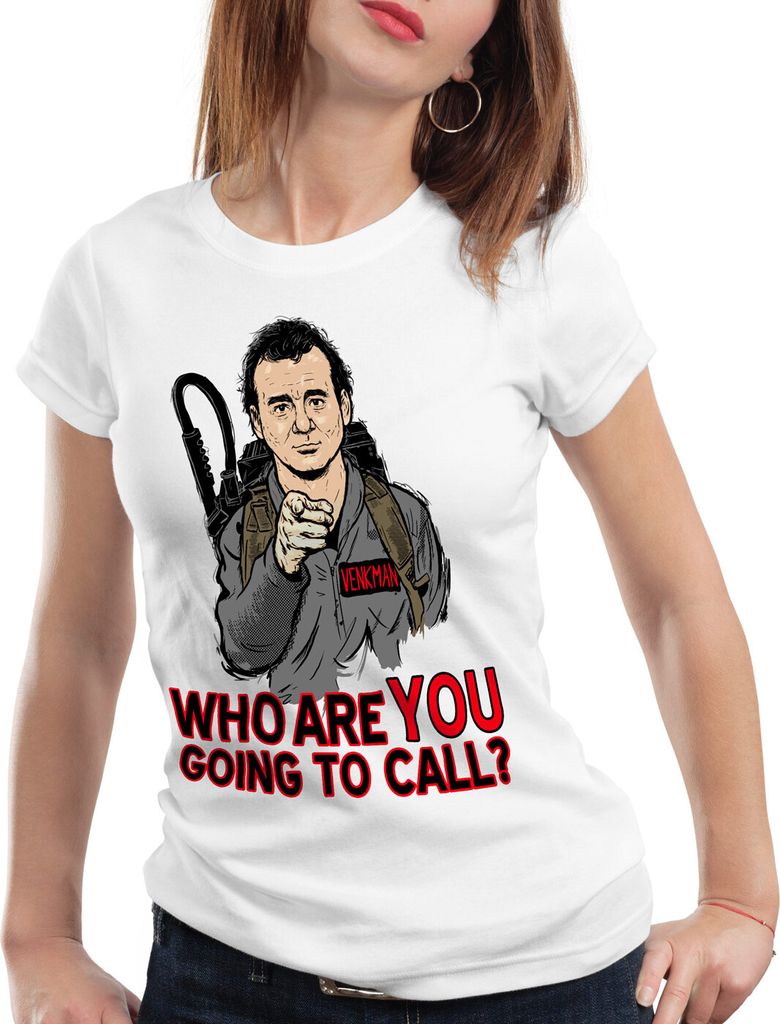 style3 Who are you going to call? Damen T-Shirt geisterjäger gespenst ecto1 venkman, Farbe:Weiß, Größe:2XL