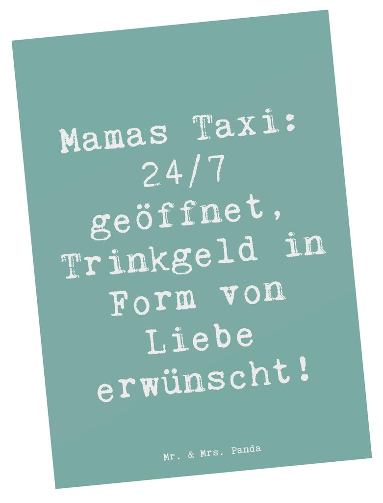 Mr. & Mrs. Panda Postkarte Spruch Mamas Taxi - Meeresbrise - Geschenk, Freude, Begleitung, Geburtstage, Dankbarkeit, Ansichtskarten, Ansichtskarte,...