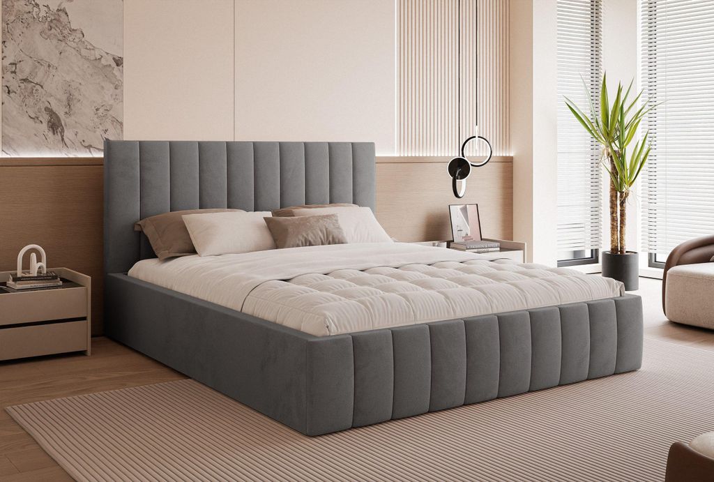 Polsterbett Elegantes Bett "ELVANO" mit hohem Kopfteil und Produktbild 