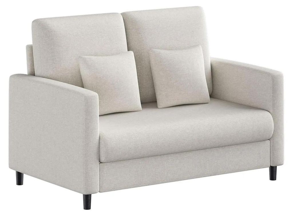 Sofa 132 cm - Kleines 2-Sitzer Loveseat - Holzrahmen - Weiche Polsterung - Moderner Stil - Für Wohnzimmer - Beige
