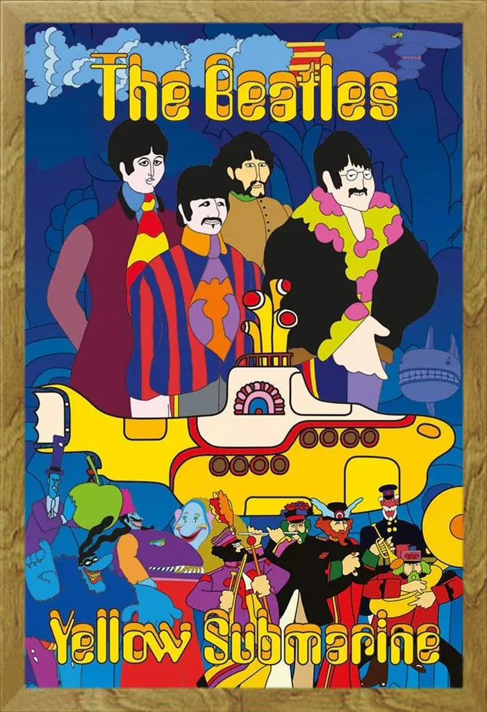 Quadro Beatles Yellow Submarine Cornice Rovere 61x91.5 Shinsuke