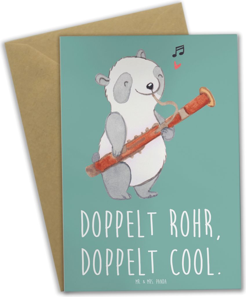 Mr. & Mrs. Panda Grußkarte Fagott Doppelt Cool - Meeresbrise - Geschenk, vatertagskarte, doppeltes Rohrblatt, Musiker, Musik, osterkarten, Lernen,...