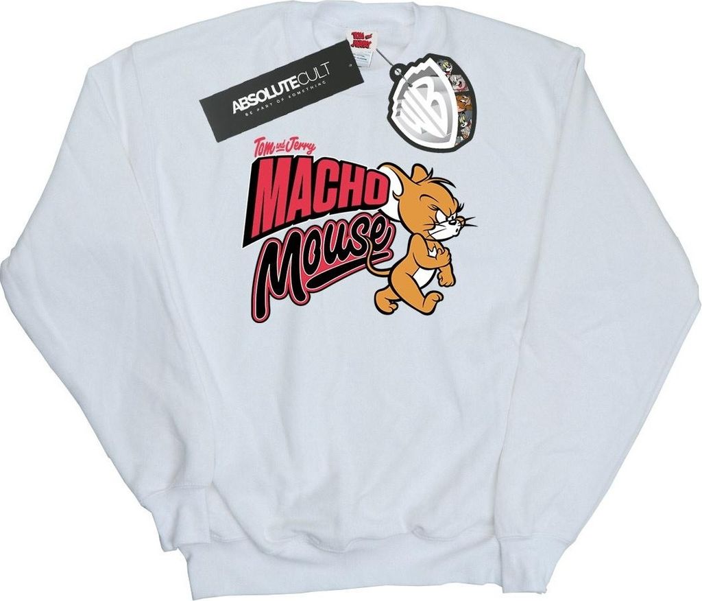 Tom And Jerry - "Macho Mouse" Sweatshirt für Herren BI46996 (S) (Weiß)