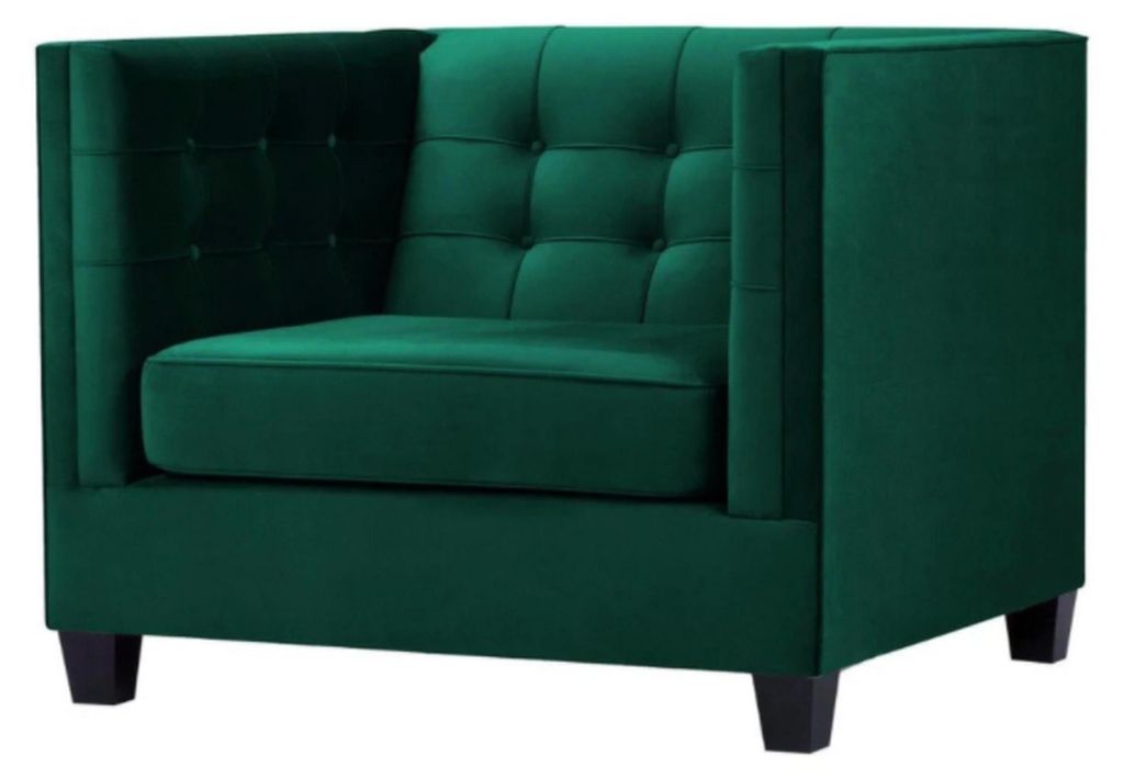 Sessel Chesterfield Wohnzimmer Modern Textil Stoff Grün Kreative Möbel Neu