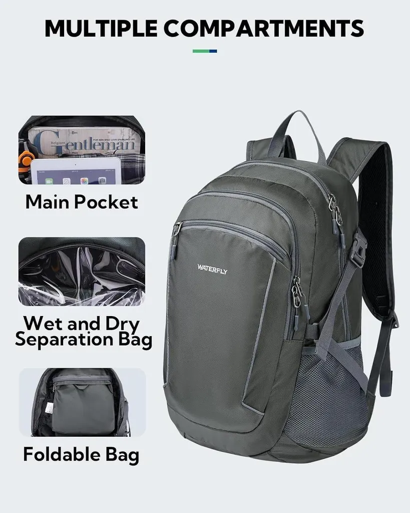 Sac à dos pliable pour camping et randonnée 28L - Idéal pour l'extérieur