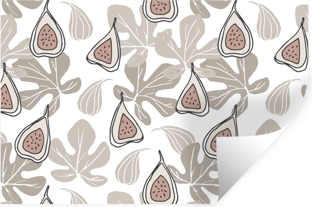 MuchoWow Wandtattoo Wandsticker Wandaufkleber Sommer - Feigen - Blätter 30x20 cm Selbstklebend und Repositionierbar - Wierderverwendbar - Selbst...