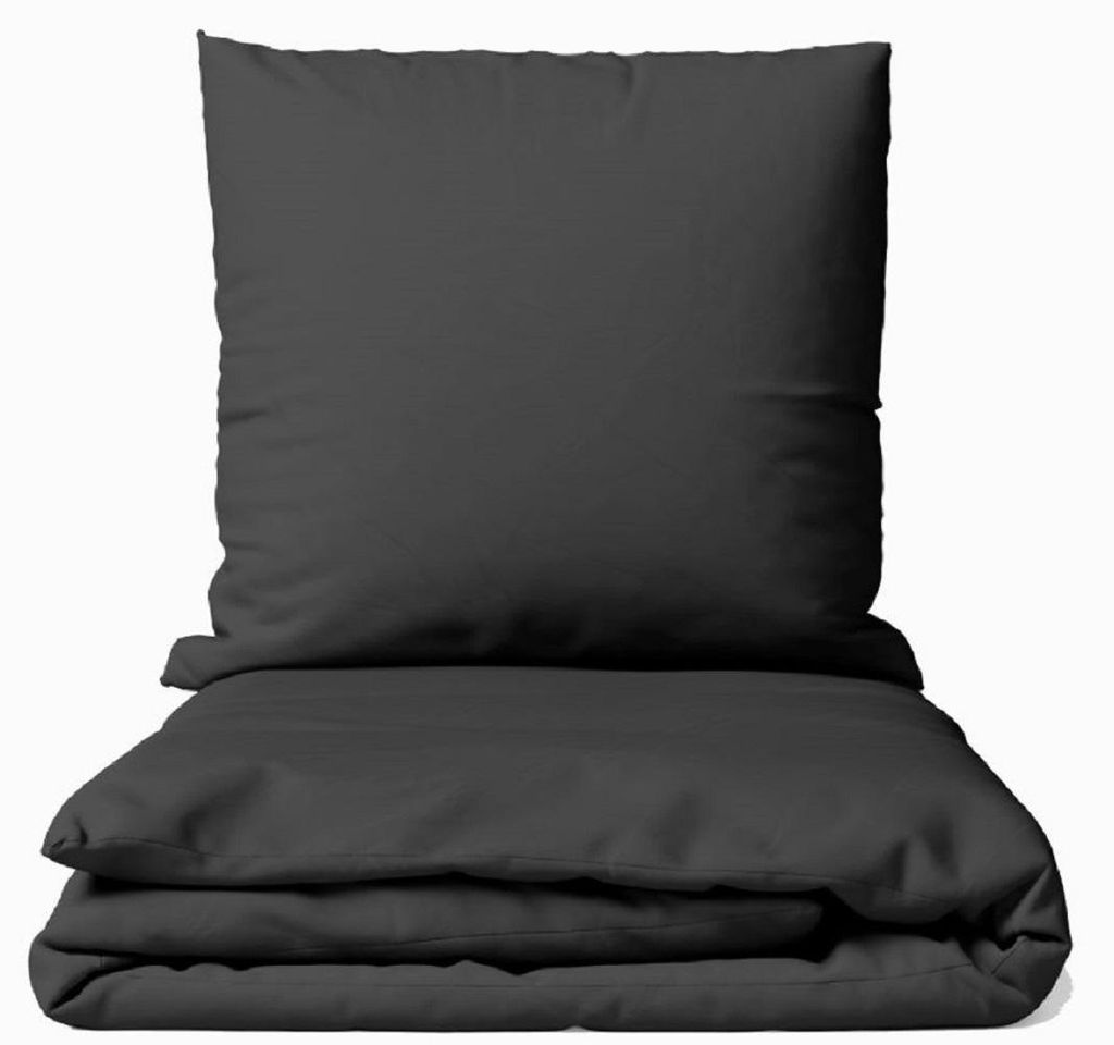 Bettwäsche Set Baumwolle Anthrazit Renforce 135x200 cm 100% Produktbild 