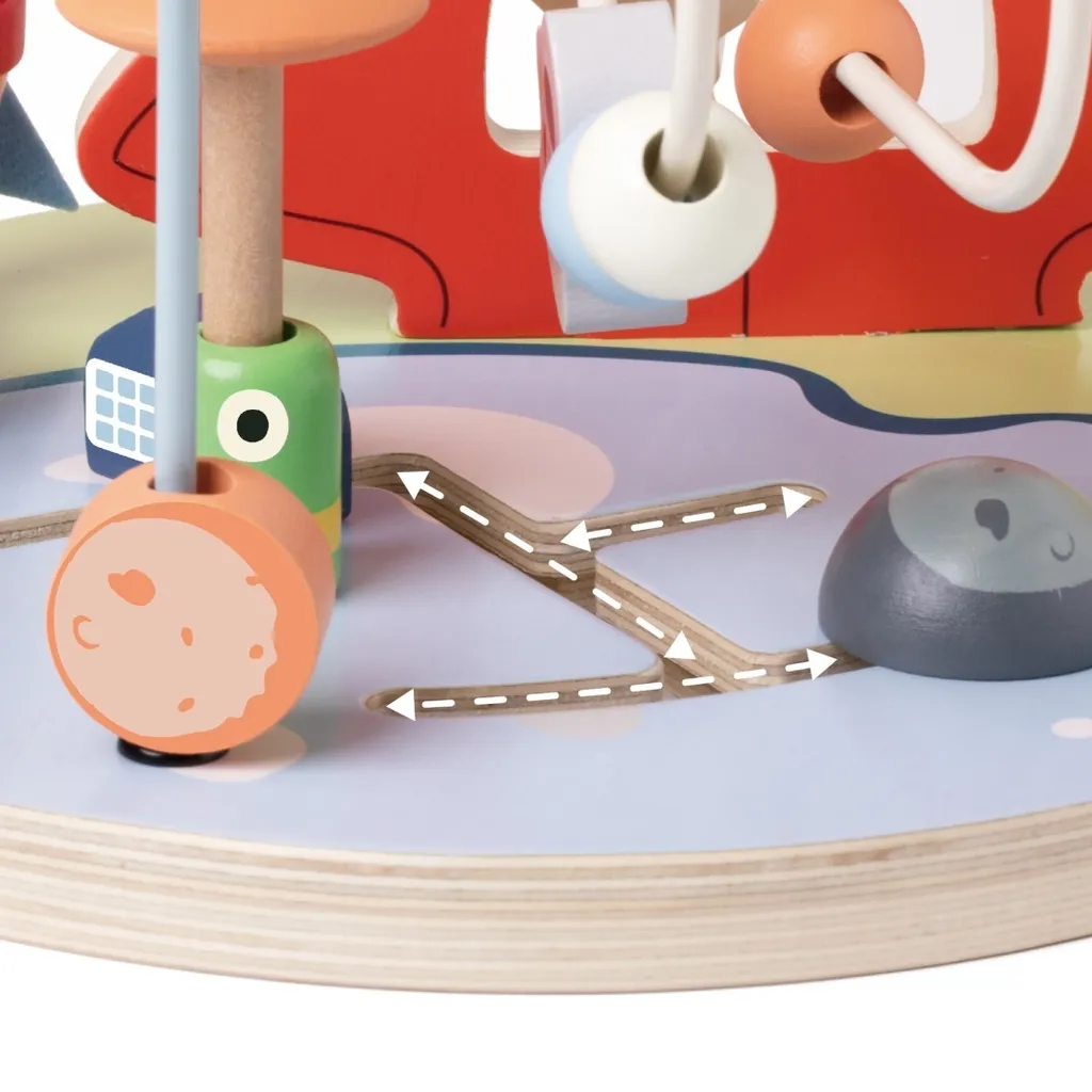Jouet d'Éveil Labyrinthe à Perles en Bois Thème Espace pour Bébé 18m+ - 4