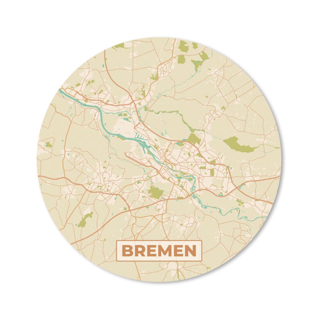 MuchoWow Mauspad Mousepad Karte - Jahrgang - Bremen - Stadtplan 50x50 cm - Mousepads - Maus Mat - Pad - Mausunterlage - Vinyl