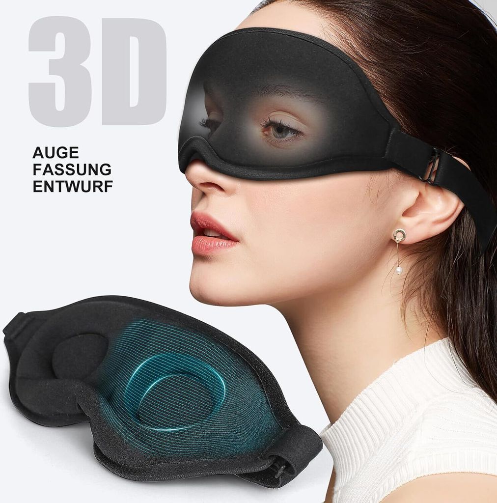 Schlafmaske Für Seitenschläfer - Bequeme Augenmaske Mit Lichtschutz & Geräuschreduzierung