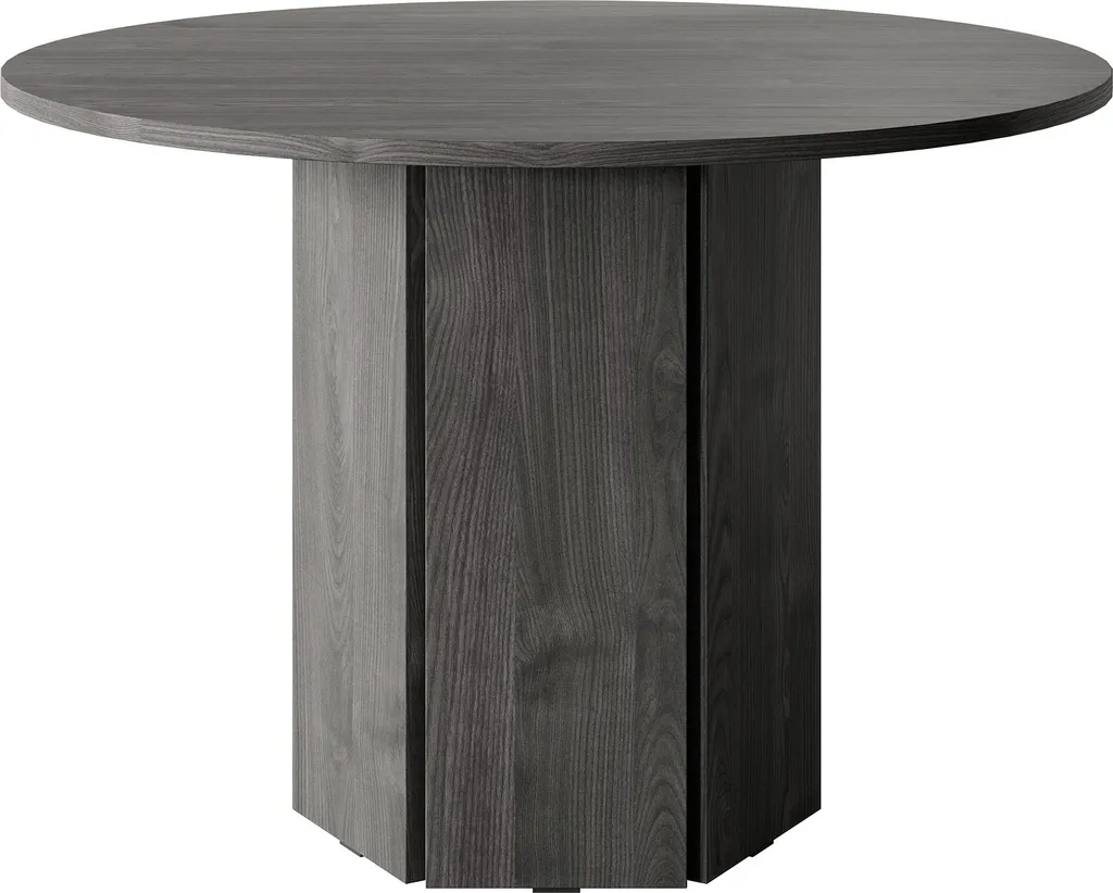 Table à manger ronde en bois noir 110 cm pour salon et salle à manger