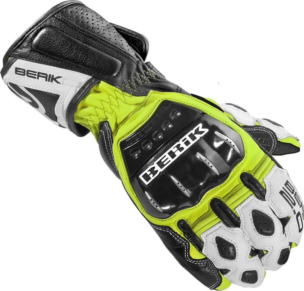 Gants moto Berik Segullo avec coques de protection Jaune Blanc XS