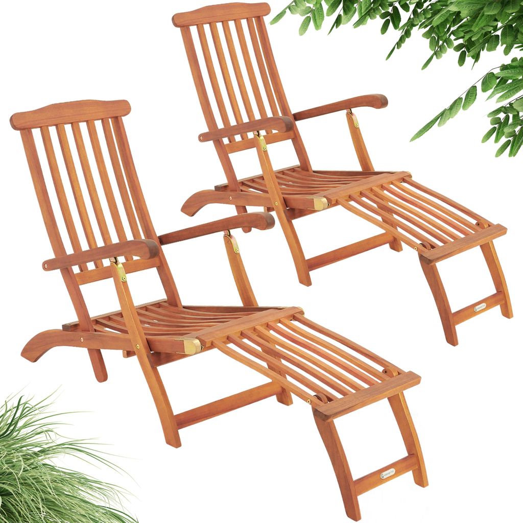 Casaria® 2x Sonnenliege Klappbar Holz Gartenliege 2 Produktbild 