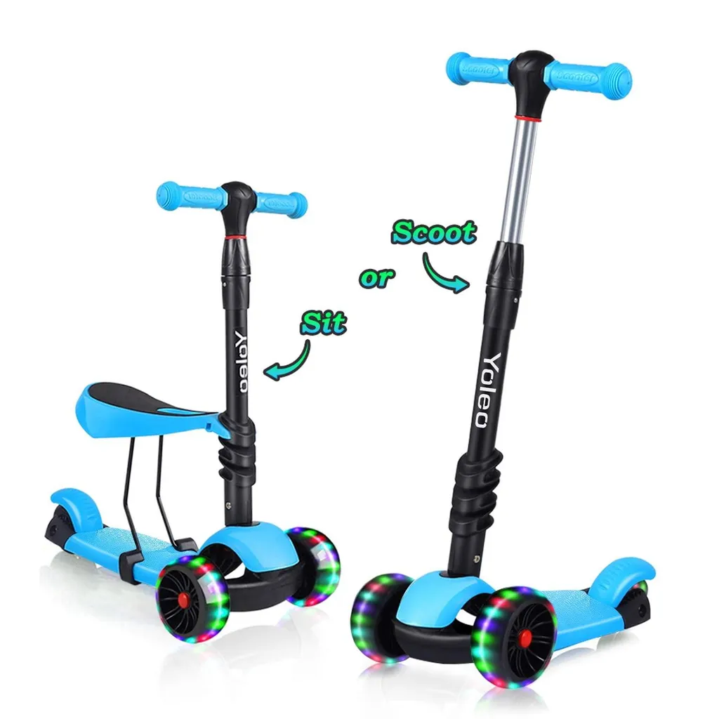 Première trottinette enfant 3-en-1 pour apprendre l'équilibre en bleu