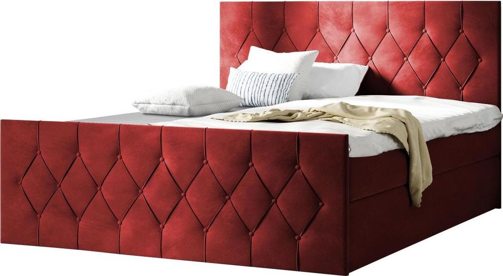MIRJAN24 Boxspringbett Loloz Lux, Doppelbett mit Bettkasten und Matratze, Ehebett (Farbe: Mikrofaza 0034, Größe: 160x200 cm)