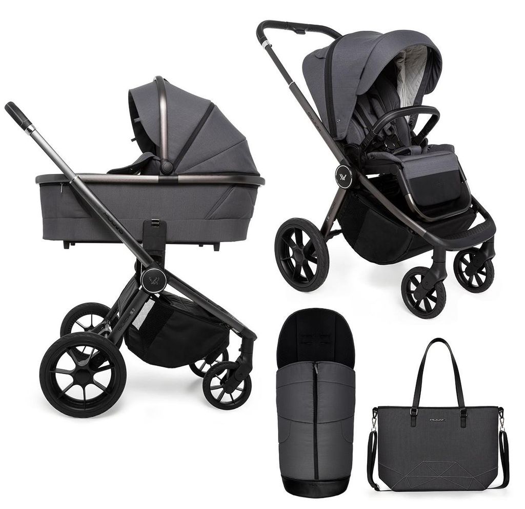 Muuvo Quick SE2 Kinderwagen Diamond Graphite – leichter 2in1/3in1 Kinderwagen mit Babywanne, Sportsitz, All-Terrain-Rädern & umfangreichem Zubeh...
