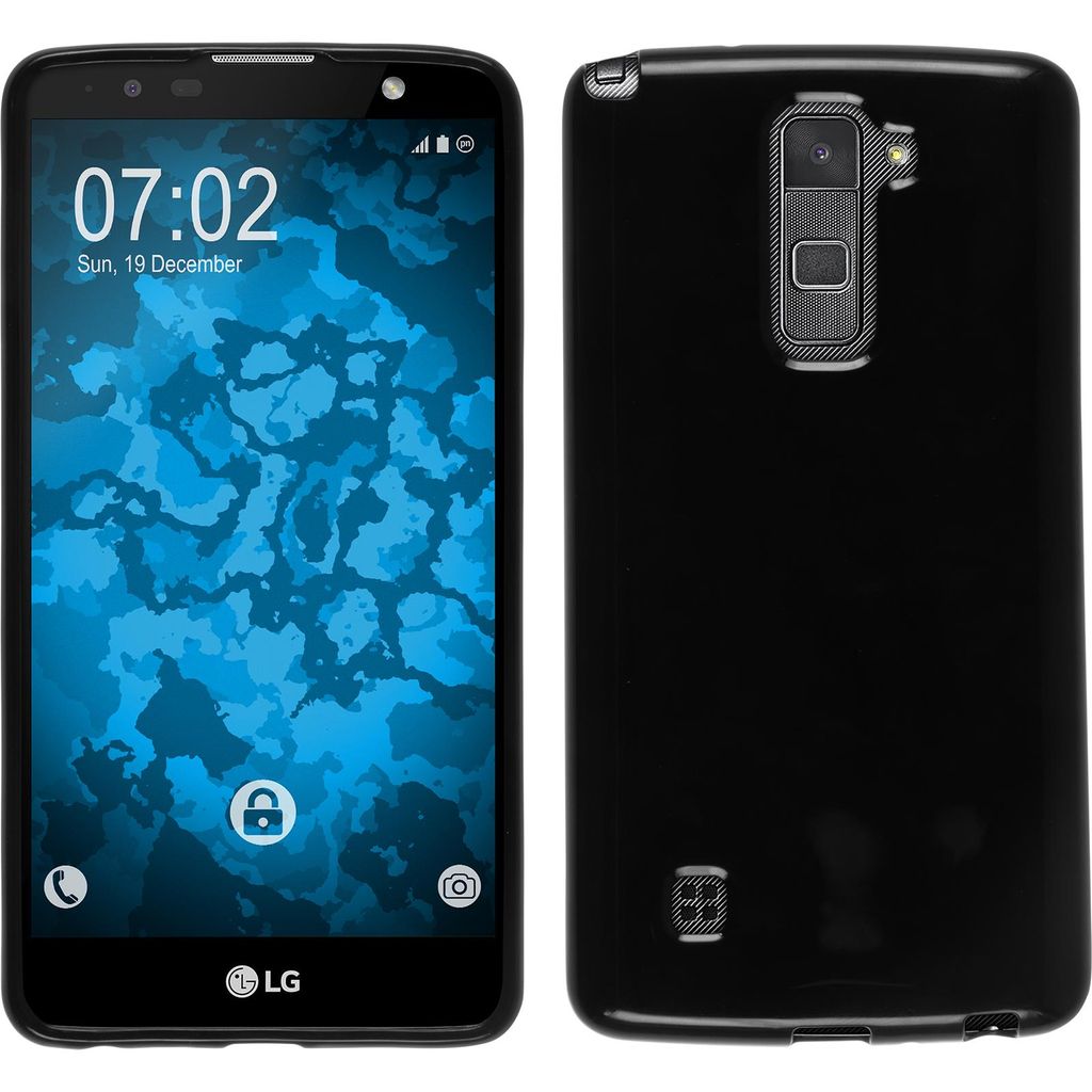 PhoneNatic Case kompatibel mit LG Stylus 2 Plus - schwarz Silikon Hülle + 2 Schutzfolien