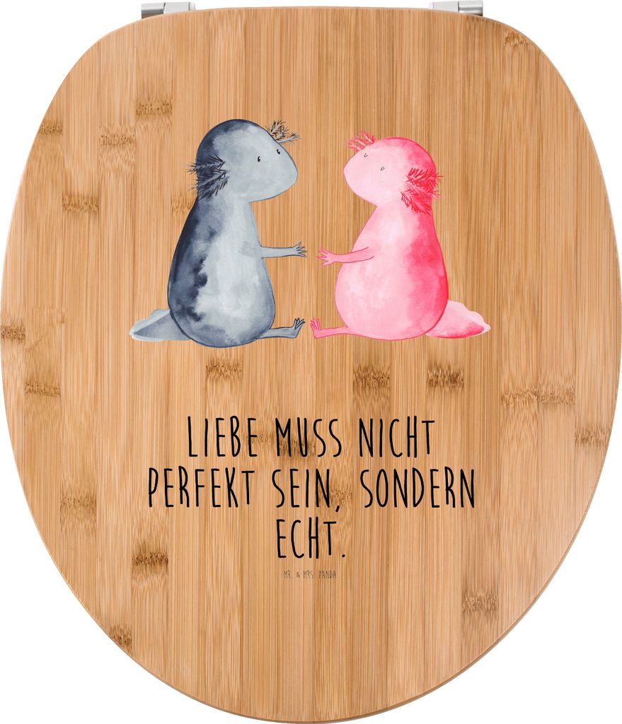 Mr. & Mrs. Panda Klobrille Axolotl Liebe - Transparent - Geschenk, Toilettendeckel, Valentinstag, Molch, klo deckel, Klodeckel, WC Brille, holz sitz